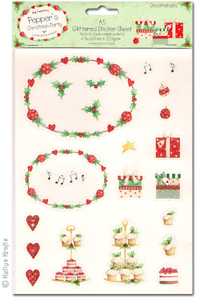 Pepper's Christmas Party, Glittered Sticker Sheet - Decorations