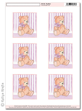 A4 Motif Decoupage Sheet - Toy Teddy Bear, Small (120)