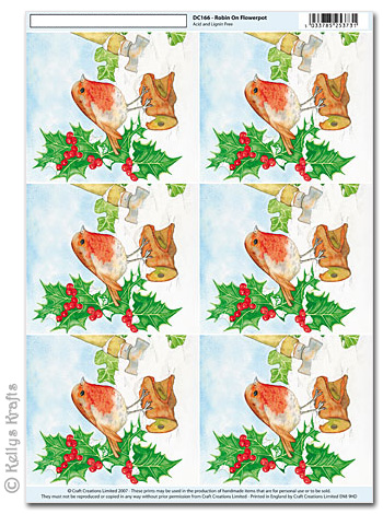 A4 Motif Decoupage Sheet - Christmas Robin (166)
