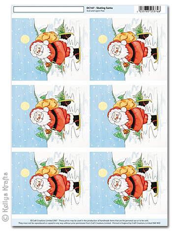 A4 Motif Decoupage Sheet - Santa on Skates (167)
