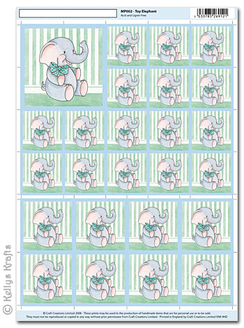 A4 Mini Picture/Motif Sheet - Toy Elephant (002)