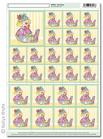 A4 Mini Picture/Motif Sheet - Toy Clown (003)