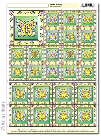 A4 Mini Picture/Motif Sheet - Butterfly (013)