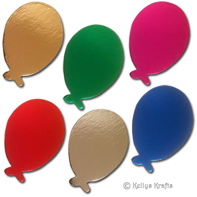 6 Oval Balloons (Shiny Foil Card) Mixed Colours
