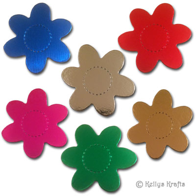 6 Small Daisy Flowers (Shiny Foil Card) Mixed Colours