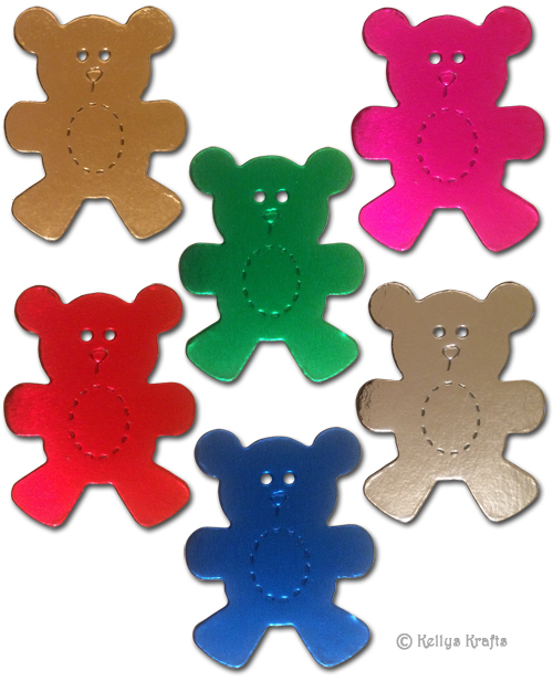 6 Teddy Bears (Shiny Foil Card) Mixed Colours
