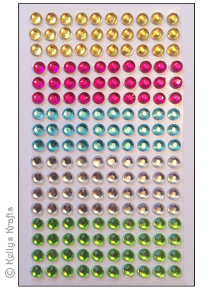 170 Mixed Adhesive Flatback Gems, 4mm (1 Sheet)