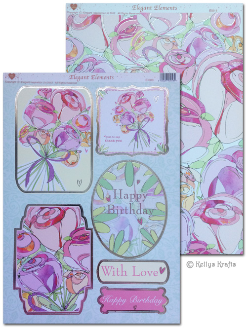 Happy Birthday Die Cut Topper Sheet + Matching Patterned Card - Click Image to Close