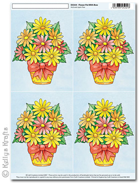 A4 Motif Decoupage Sheet - Flowers in a Pot (034)