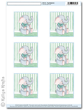 A4 Motif Decoupage Sheet - Toy Elephant, Small (121)