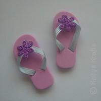 1 Pair of Foam Sandals - Pink with Purple Flower