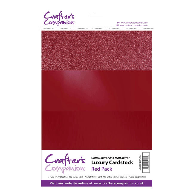 Crafters Companion A4 Luxury Cardstock - Red (30 Sheets) *DAMAGED*