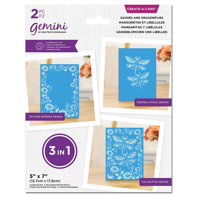 Gemini Cutting Die, 3-in-1 Create-A-Card - Daisies and Dragonflies