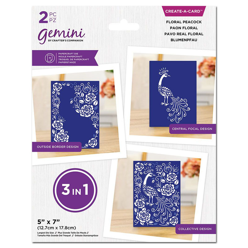 (image for) Gemini Cutting Die, 3-in-1 Create-A-Card - Floral Peacock