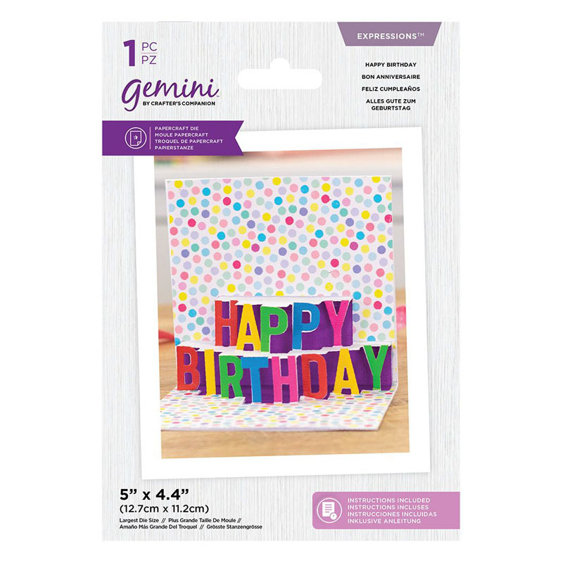Gemini Cutting Die, Shaped Pop-Out Sentiment - Happy Birthday
