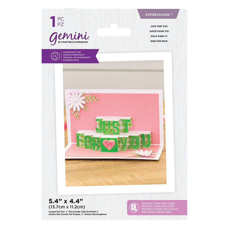 (image for) Gemini Cutting Die, Shaped Pop-Out Sentiment - Just For You