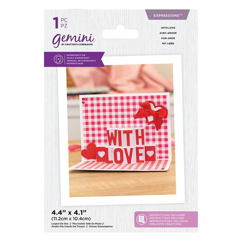 (image for) Gemini Cutting Die, Shaped Pop-Out Sentiment - With Love