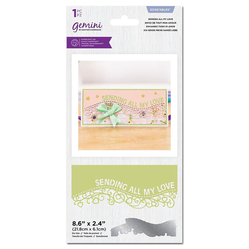 (image for) Gemini Cutting Die, Slimline Sentiment Edge'ables - Sending All My Love