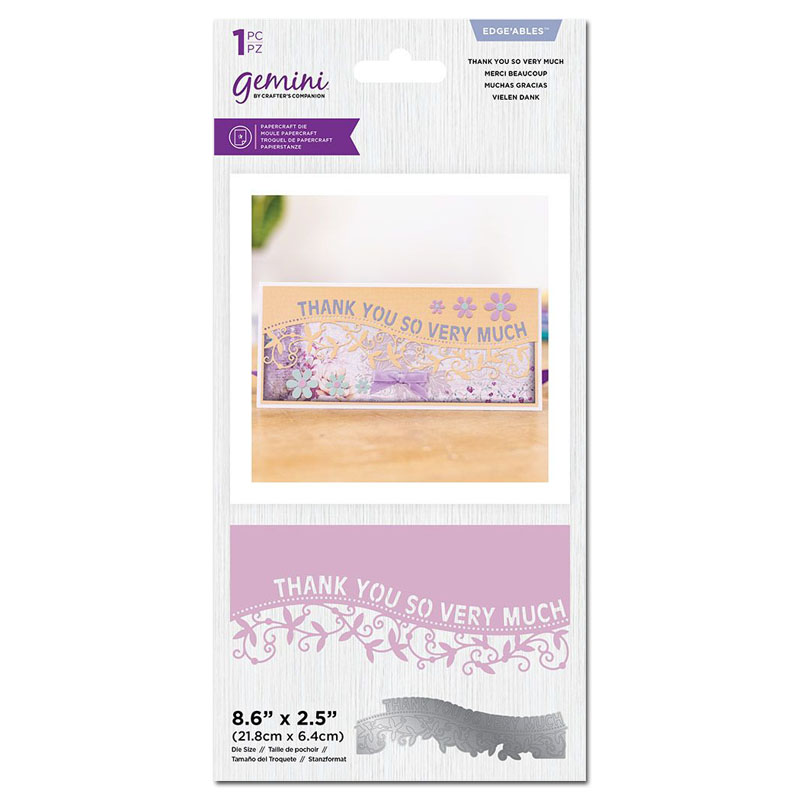 (image for) Gemini Cutting Die, Slimline Sentiment Edge'ables - Thank You So Very Much