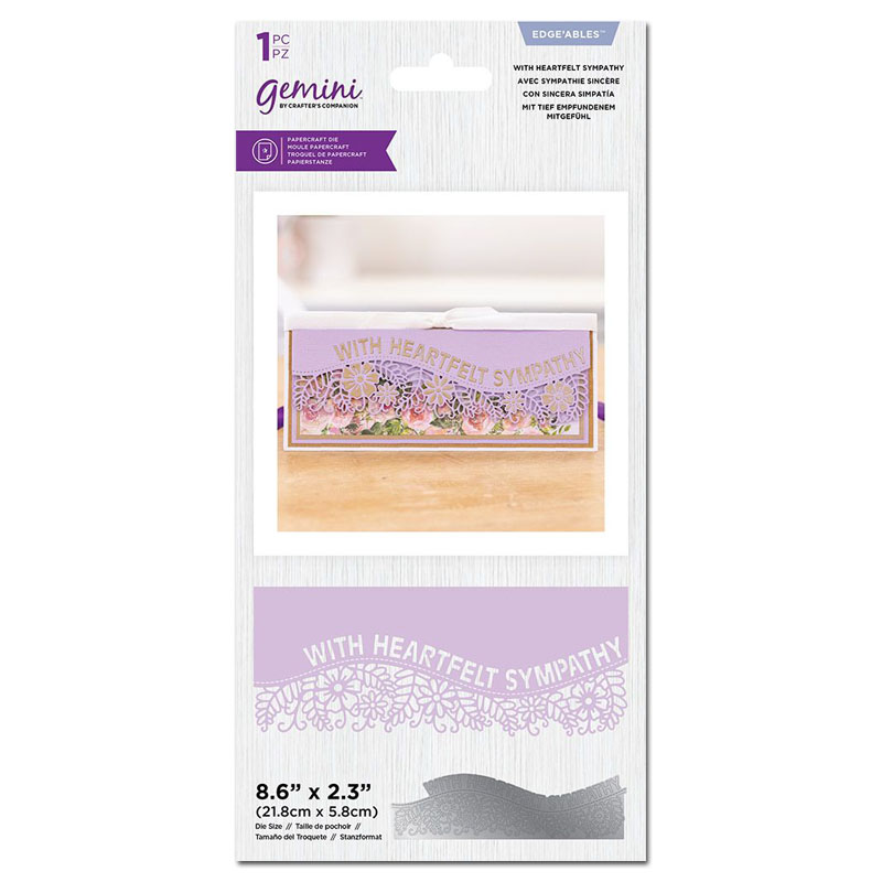 (image for) Gemini Cutting Die, Slimline Sentiment Edge'ables - Heartfelt Sympathy