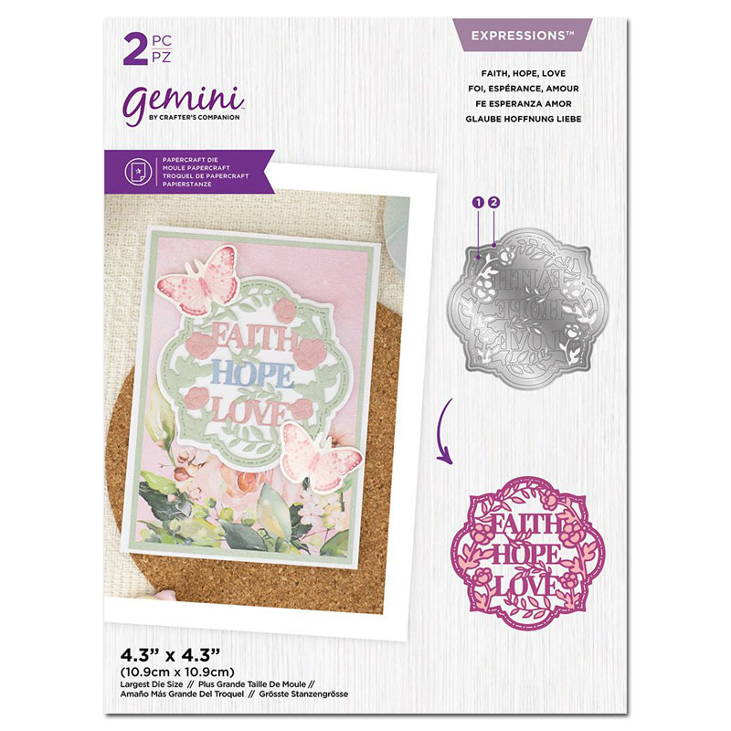 (image for) Gemini Cutting Die, Image Sentiment - Faith Hope Love
