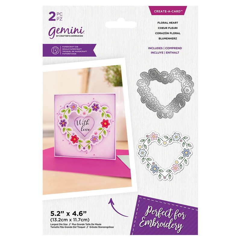 Gemini Cutting Die, Embroidery Frame - Floral Heart