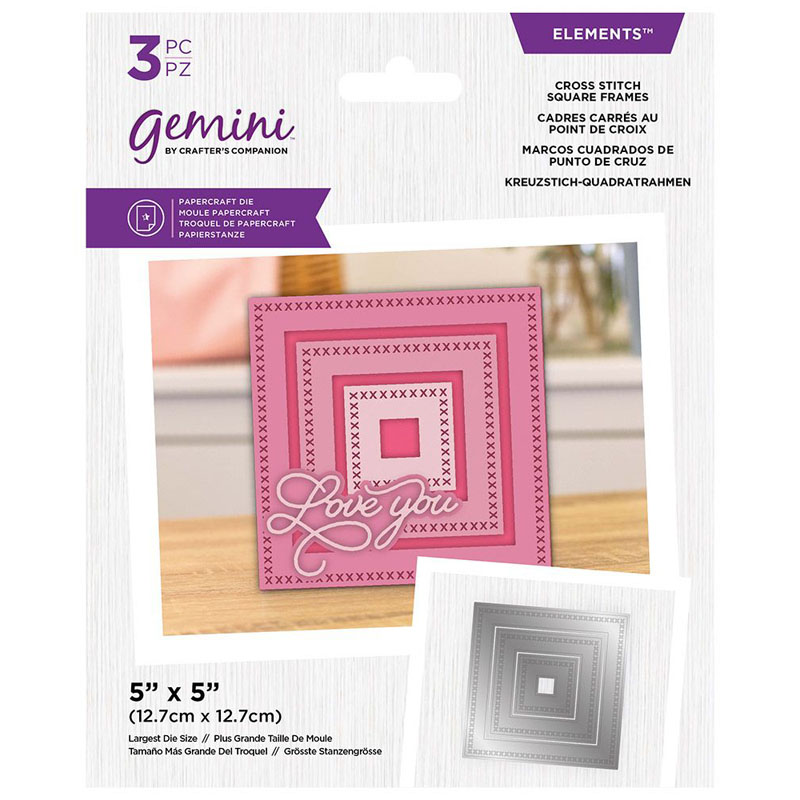 Gemini Cutting Die, Nesting Frames - Cross Stitch Square Frames (image for) Gemini Cutting Die, Nesting Frames - Cross Stitch Square Frames