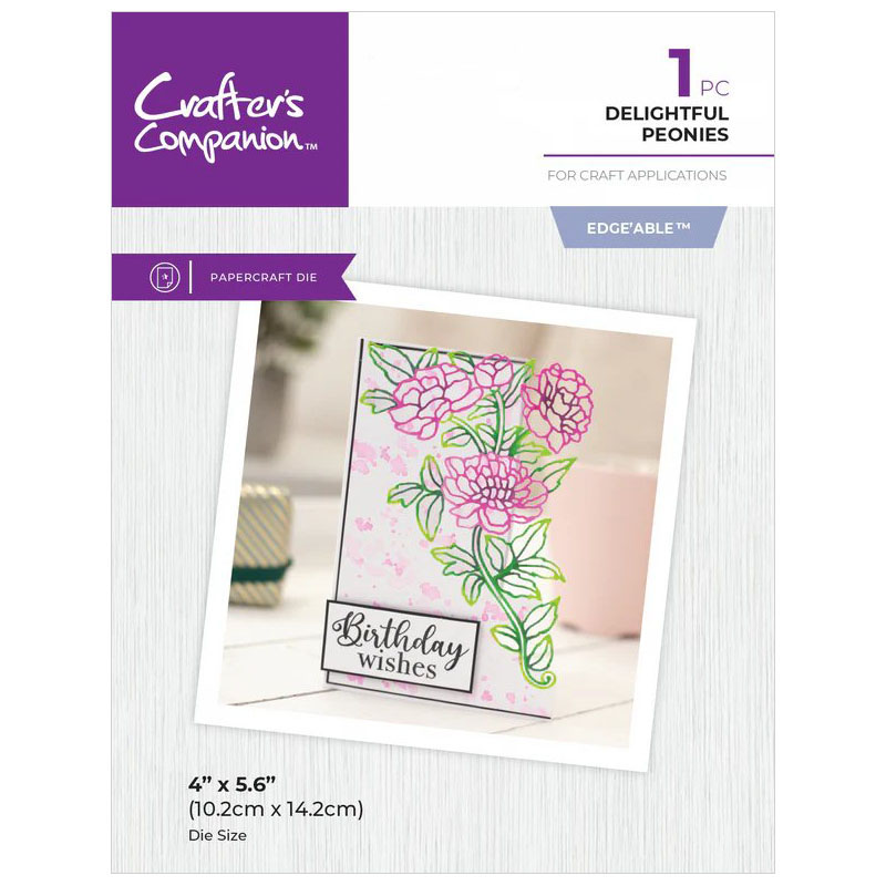 (image for) Crafters Companion Cutting Die, Corner Edge'ables - Delightful Peonies