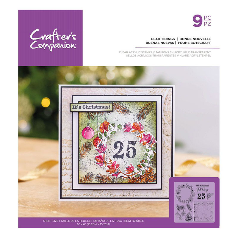 Crafters Companion Stamp Set, Mini Collage - Glad Tidings