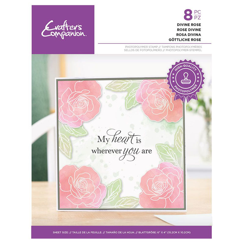 Crafters Companion Stamp Set, Outline Floral - Divine Rose