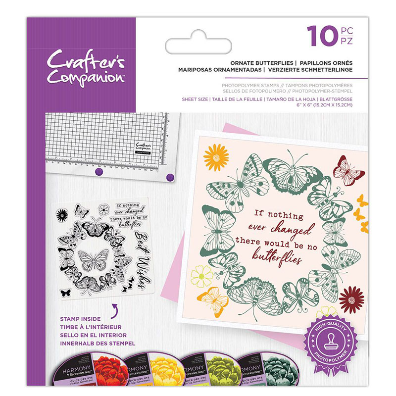 (image for) Crafters Companion Stamp Set, Aperture - Ornate Butterflies