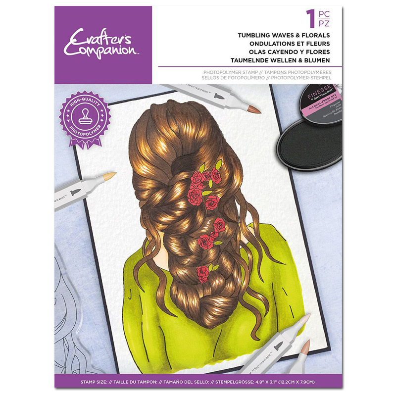 (image for) Crafters Companion Stamp, Natural Beauty - Tumbling Waves & Florals