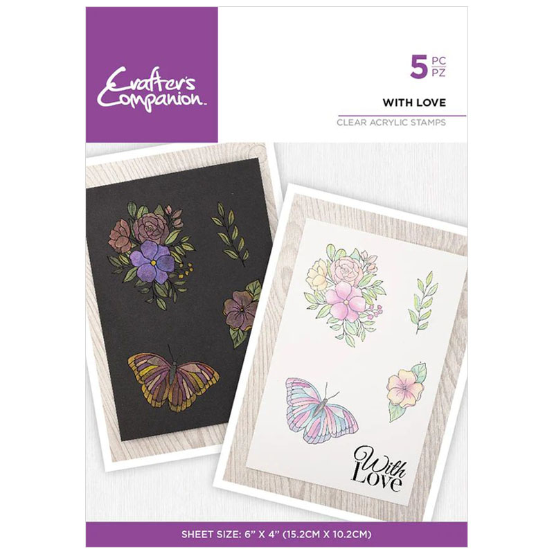 (image for) Crafters Companion Stamp Set, Watercolour - With Love