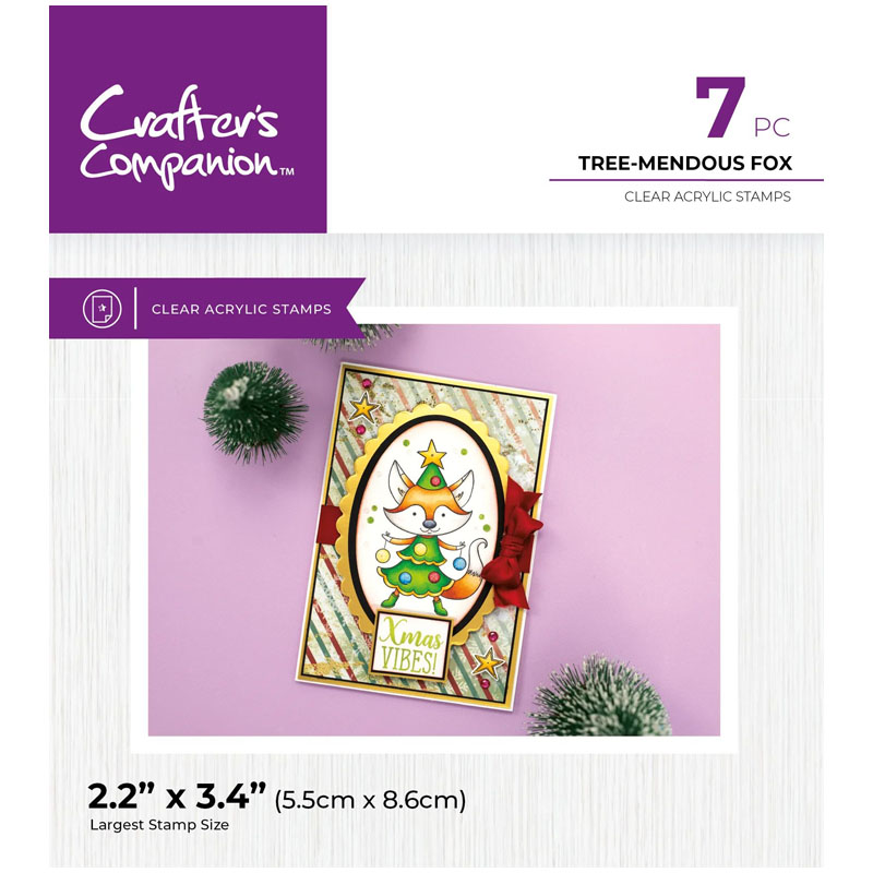 (image for) Crafters Companion Stamp Set, Cute Character - Tree-mendous Fox