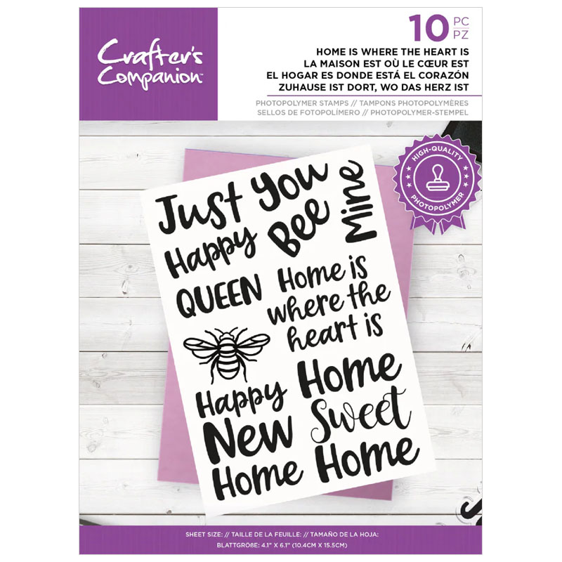 (image for) Crafters Companion Stamp Set, Sentiments - Home Is Where The Heart Is