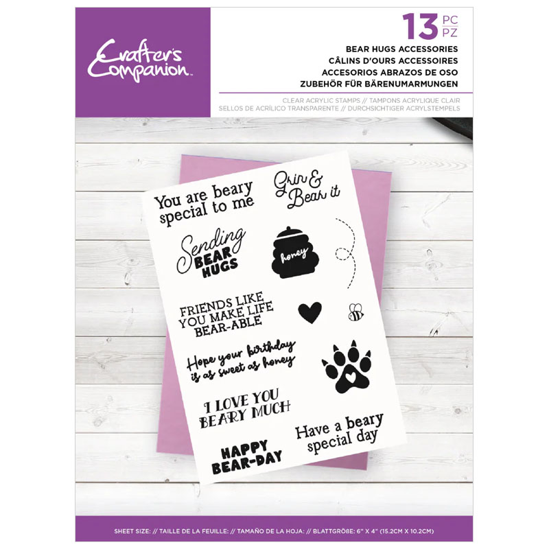 (image for) Crafters Companion Stamp Set, Sentiments - Bear Hugs Accessories