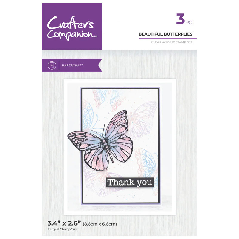 (image for) Crafters Companion Stamp Set, Pearl Powders - Beautiful Butterflies