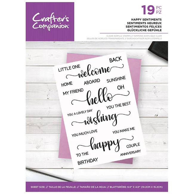 (image for) Crafters Companion Stamp Set, Sentiments - Happy Sentiments