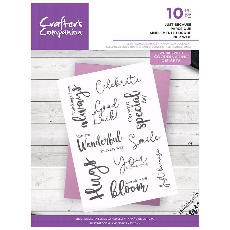 (image for) Crafters Companion Stamp Set, Sentiments - Just Because