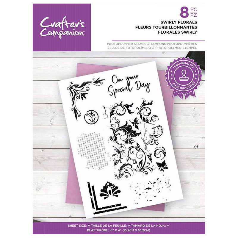 (image for) Crafters Companion Stamp Set, Textures - Swirly Florals