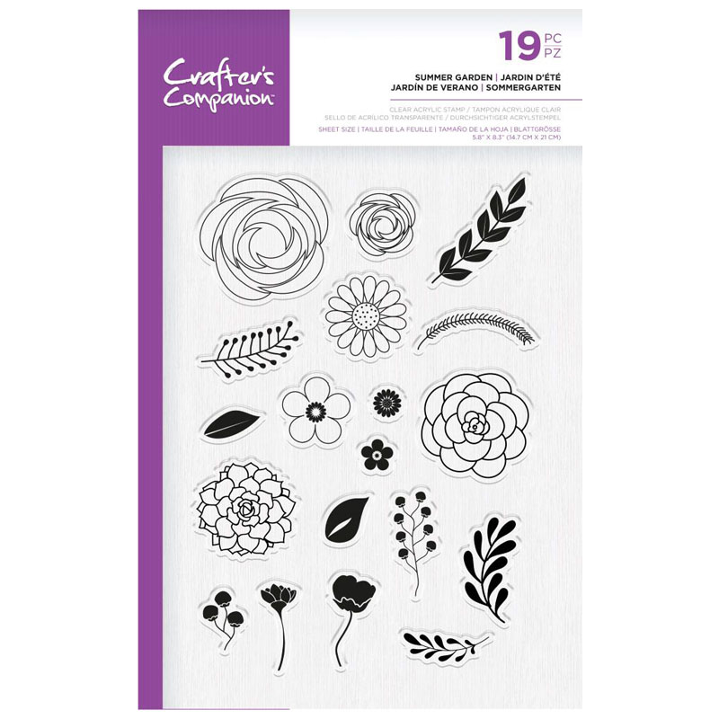 Crafters Companion Stamp Set, Floral - Summer Garden (image for) Crafters Companion Stamp Set, Floral - Summer Garden