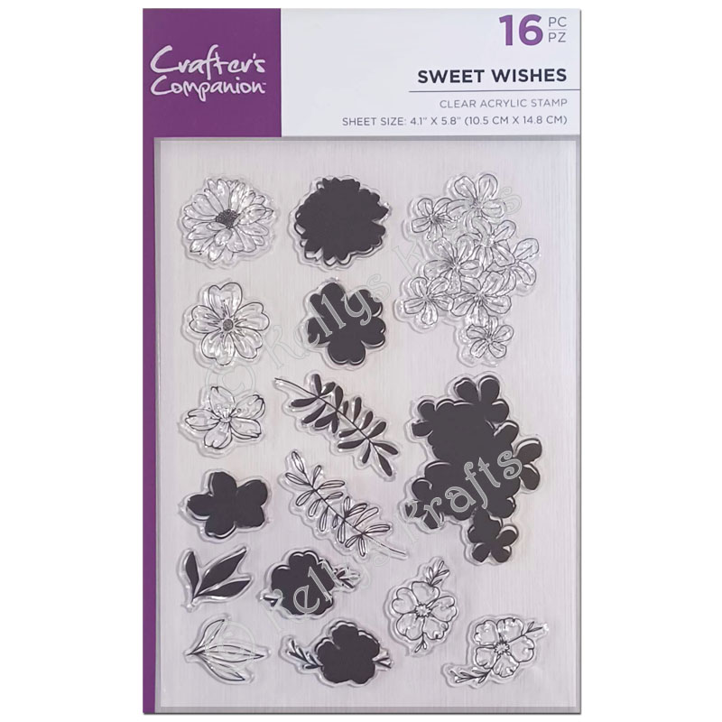 (image for) Crafters Companion Stamp Set, Floral - Sweet Wishes