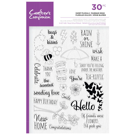 Crafters Companion Stamp Set - Sweet Florals (image for) Crafters Companion Stamp Set - Sweet Florals
