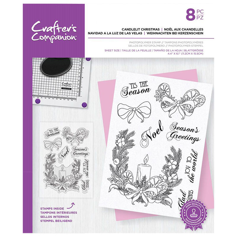 (image for) Crafters Companion Stamp Set, Winter Floral Decoupage - Candlelit christmas