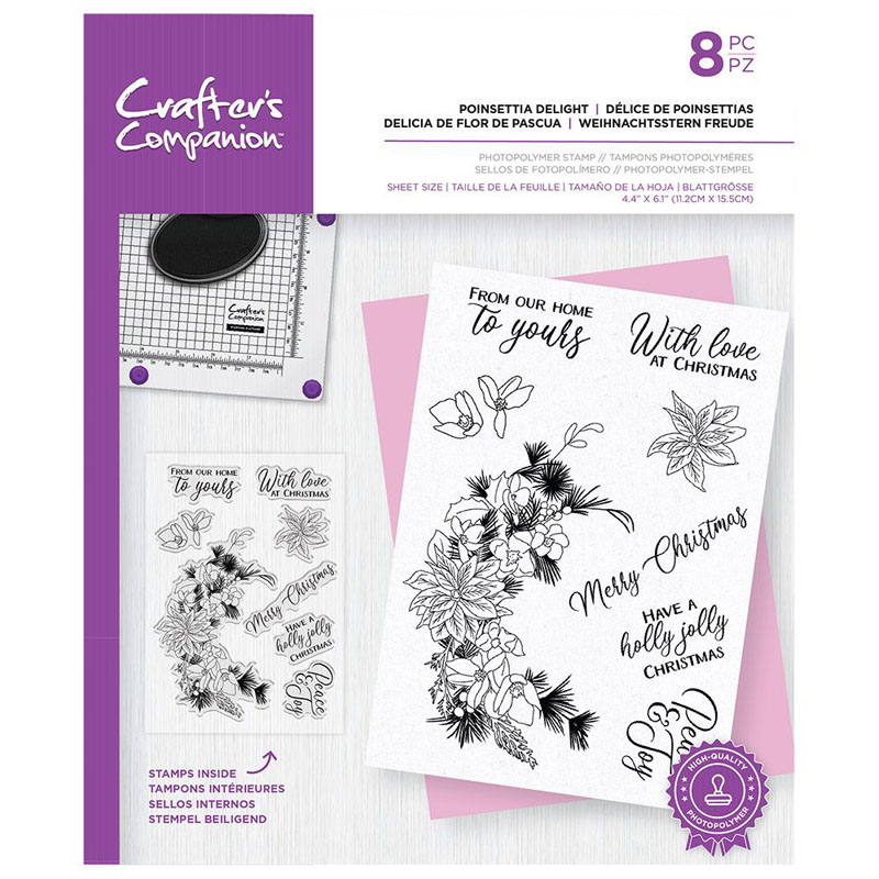 (image for) Crafters Companion Stamp Set, Winter Floral Decoupage - Poinsettia Delight