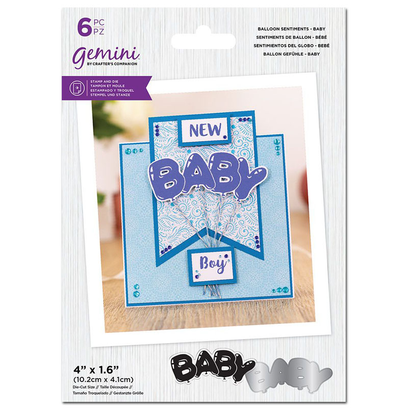 (image for) Gemini Cutting Die & Stamp Set, Balloon Sentiments - Baby