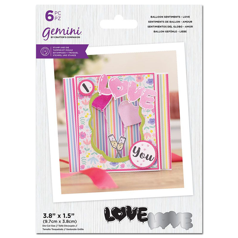 (image for) Gemini Cutting Die & Stamp Set, Balloon Sentiments - Love