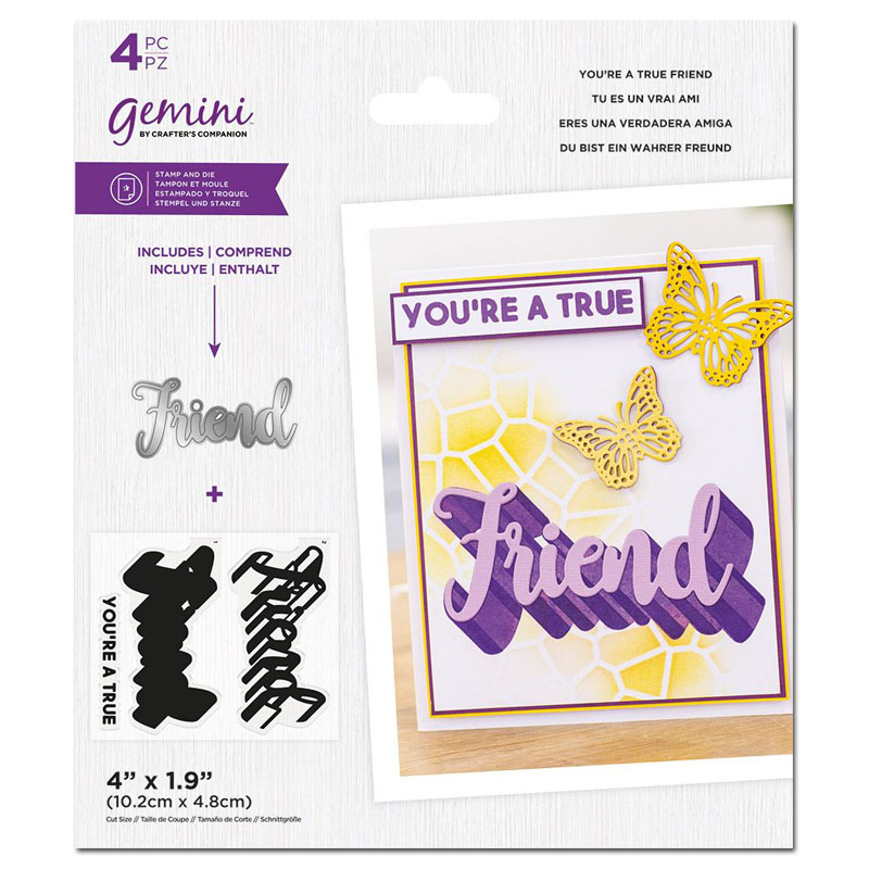 (image for) Gemini Cutting Die & Stamp Set, Shadow Sentiment - You're A True Friend