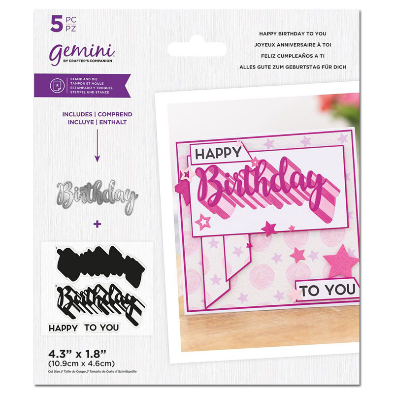 (image for) Gemini Cutting Die & Stamp Set, Shadow Sentiment - Happy Birthday To You