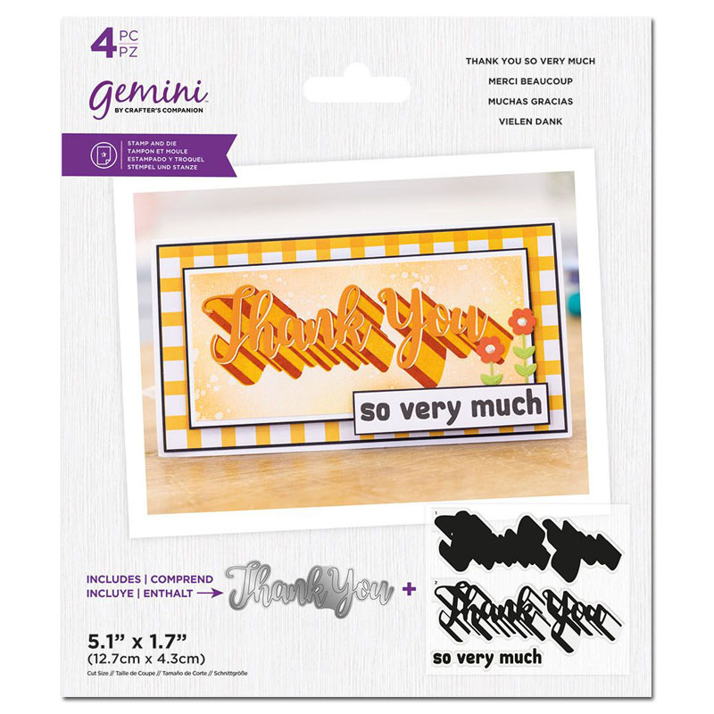 (image for) Gemini Cutting Die & Stamp Set, Shadow Sentiment - Thank You So Very Much